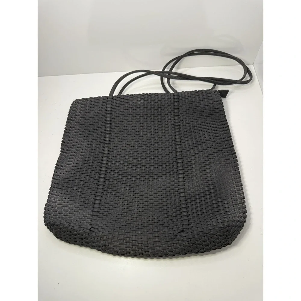 Black Woven Tote Shoulder Bag – Large Lightweight Purse with Long Straps
